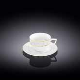Wilmax Porzellan Kaffeetasse & Untertasse mit Goldlinien – WL-880102400/AB